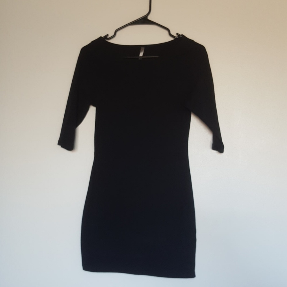Tight Black Cocktail Dress - 3/4 Sleeve